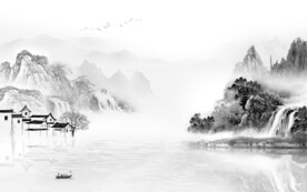 简奢 高档灰山水画 TiF分层