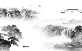 高端 高档灰山水画 TiF分层