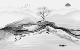 高清 现代灰色山水 TIf分层