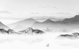 别墅 灰色山水背景 TIf分层