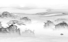 简约 灰色山水背景 TIf分层