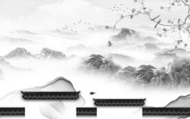 新品 灰色高档山水 tif分层