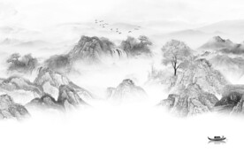 人气 灰色高档山水 tif分层