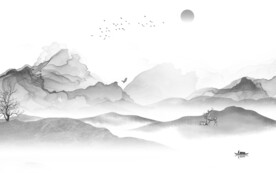 高清 大气灰色山水 TiF分层