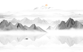 现代山水画沙发背景墙