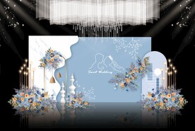 蓝色简约婚礼背景