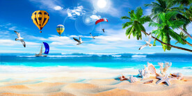 大海沙滩风景背景墙