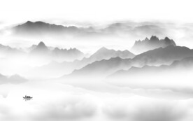 简约 奢雅灰色山水 TiF分层