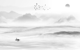 高档 灰色中式山水 TiF分层