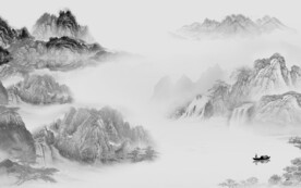 清晰 灰色中式山水 TiF分层