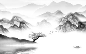 高雅 轻奢灰色山水 TiF分层