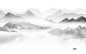 简约 高清灰色山水 TIF分层