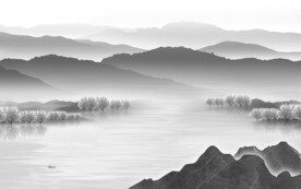 大气 中式灰色山水 TIF分层