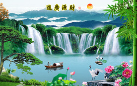 山水情江南风景画电视背景墙装饰