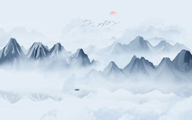 抽象意境山水画背景墙