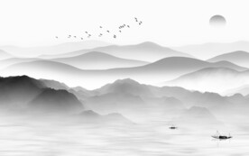 极简 清晰灰色山水 TiF分层