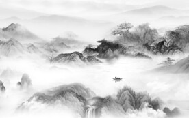 高档 清晰灰色山水 TiF分层