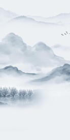 蓝色 中式新玄关画 Tif分层