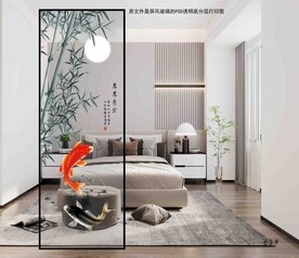 高清分层透明底屏风玻璃打印图