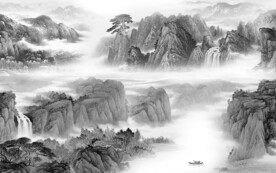 高清 灰色山水 Tif分层