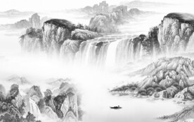 清晰 简约灰色山水 TiF分层