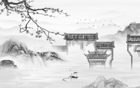 淡雅 简约灰色山水 TiF分层