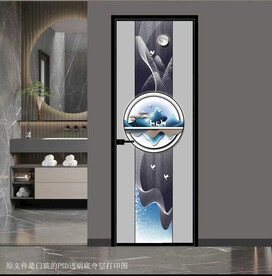 高清分层透明底平开门打印图