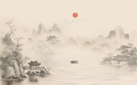 新中式山水画背景墙