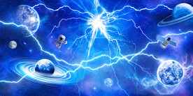 外太空星球酷炫闪电雷电宇宙背景