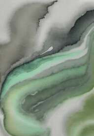 灰绿色水墨抽象画