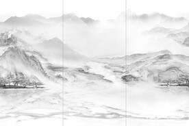 水墨丹青影壁墙画大理石岩板