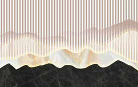 格栅大理石山水画背景墙