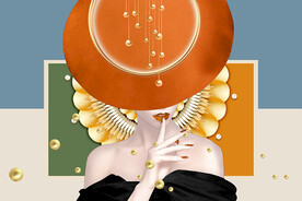 现代简约美女抽象羽毛电表箱装饰