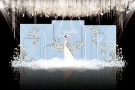 蓝色简约婚礼背景