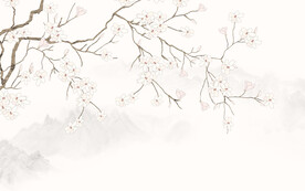 新中式玉兰工笔花鸟画背景墙