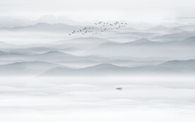 新中式禅意水墨山水壁画