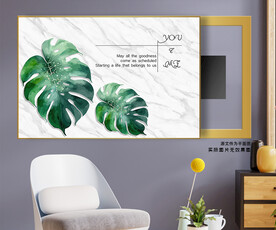 北欧简约树叶电表箱装饰画