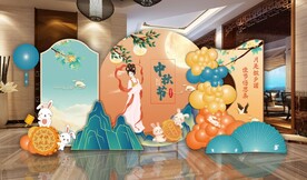 中秋节美陈背景设计活动布置素材