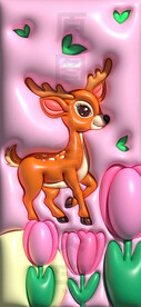 3D膨胀风梅花鹿手机壁纸