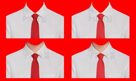 女人白衬衫红领带证件照衣服素材