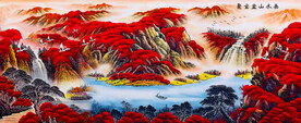 鸿运当头办公室山水挂画