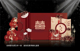 新中式红色婚礼背景