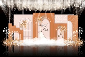 橙色简约婚礼背景