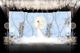 蓝色简约婚礼背景