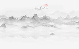 中式山水画电视背景墙画