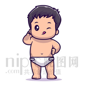 可爱卡通婴幼儿穿尿不湿