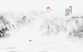 新中式国画山水画背景墙