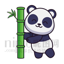 可爱卡通大熊猫吃竹子矢量素材