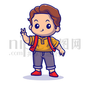 可爱卡通小男孩阳光开朗人物形象