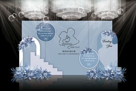 蓝色简约婚礼背景